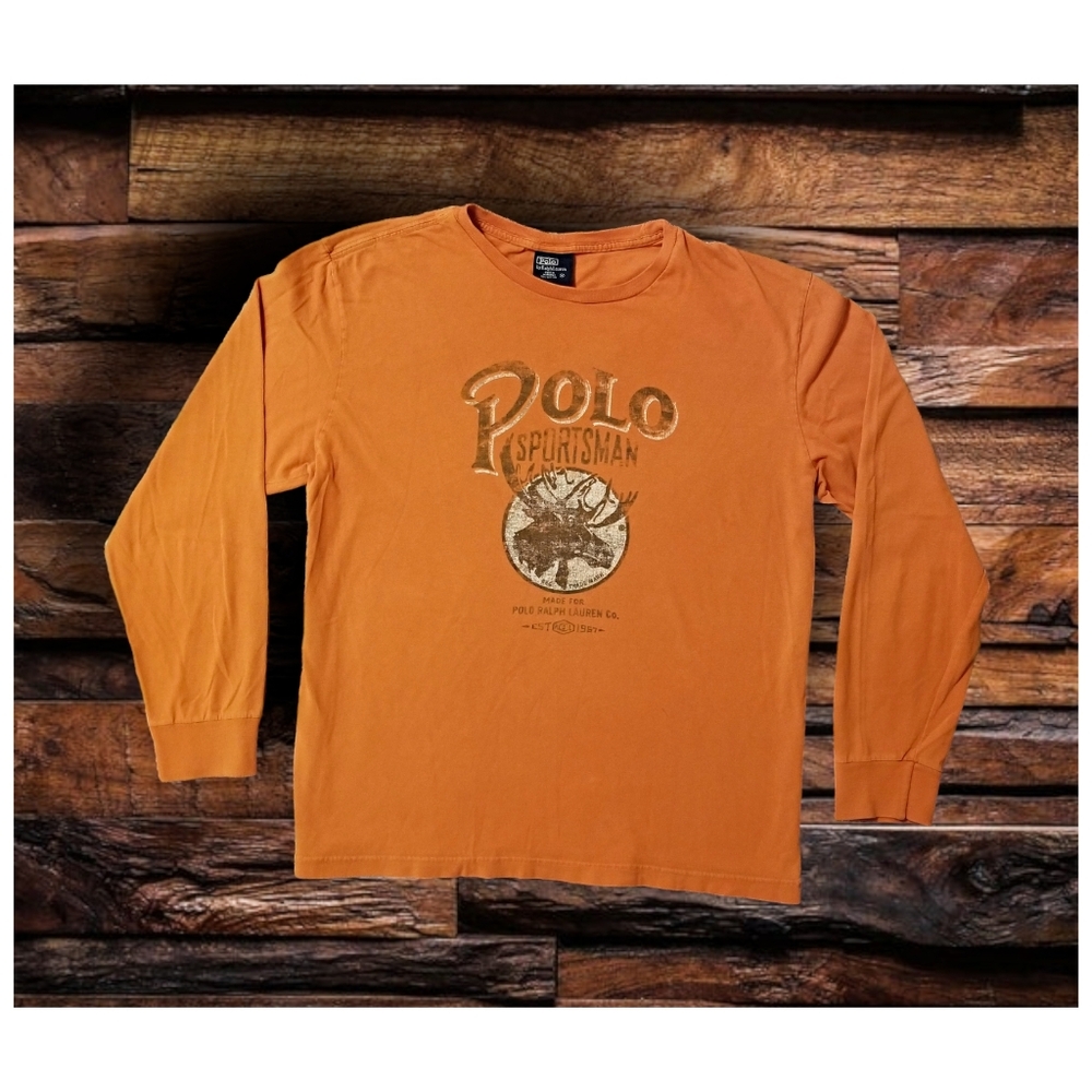 VINTAGE 1980s POLO RALPH LAUREN "SPORTSMAN" L/S TSHIRT- MEN'S SIZE MEDIUM